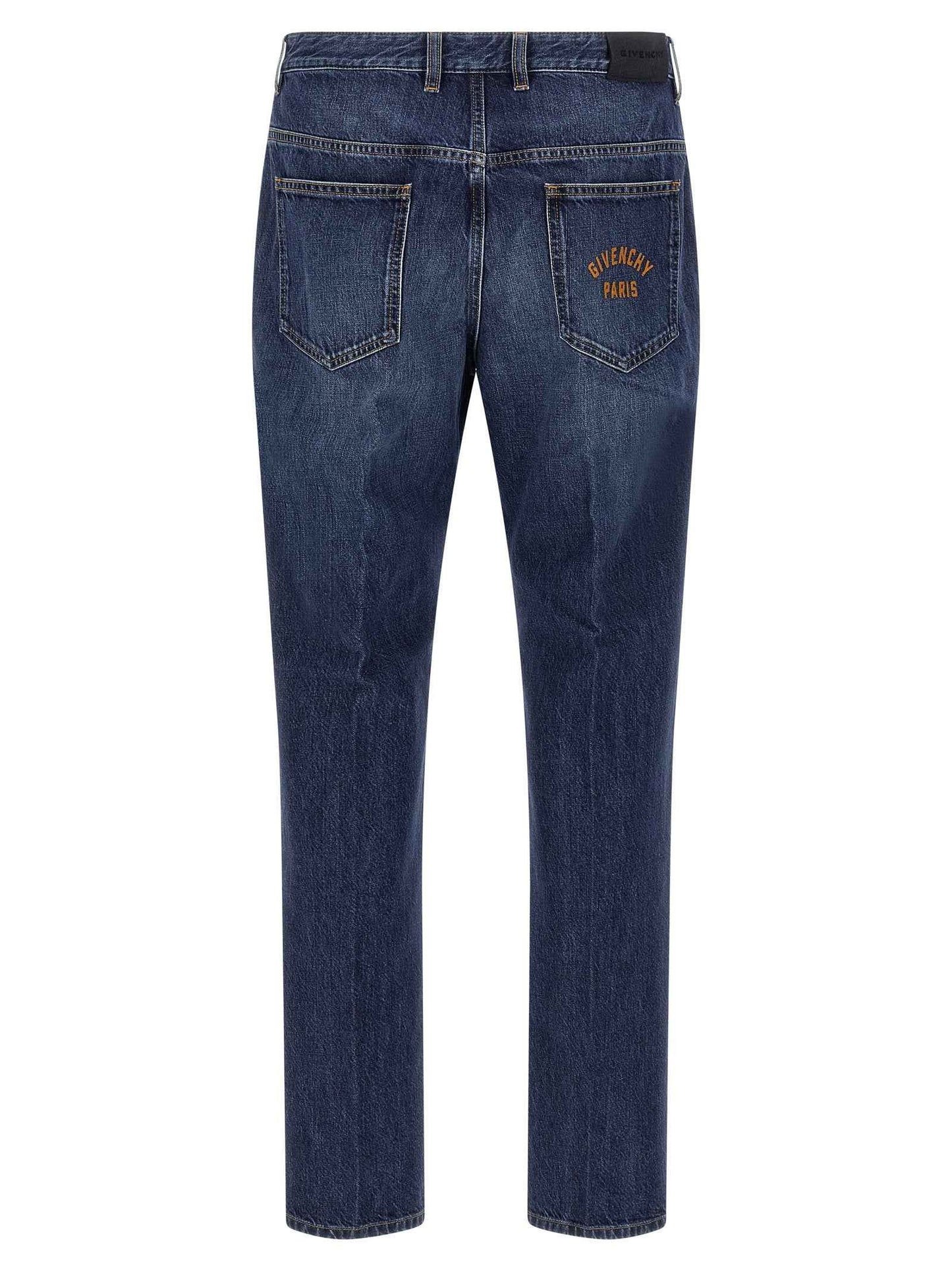 Blue Cotton Straight-Leg Jeans