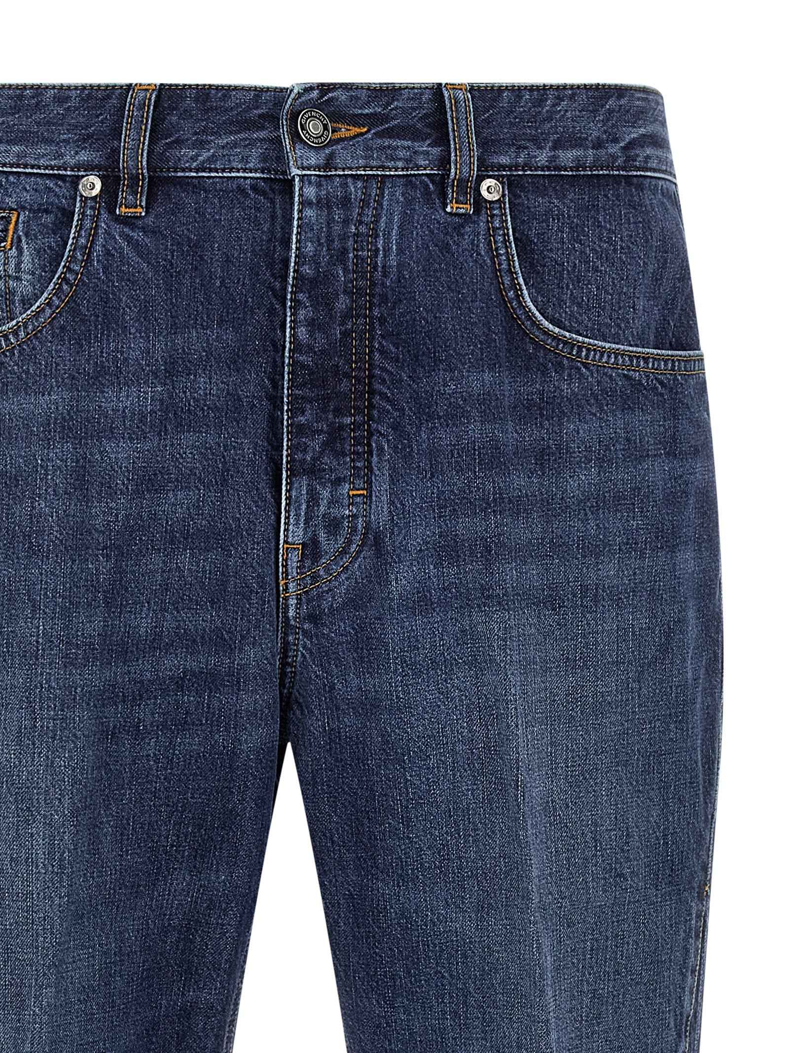 Blue Cotton Straight-Leg Jeans