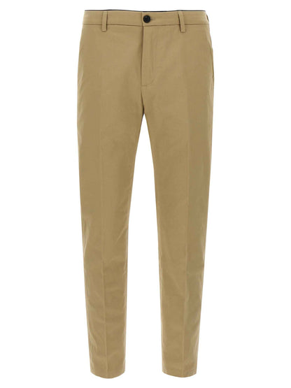 Beige Cotton Cropped Pants