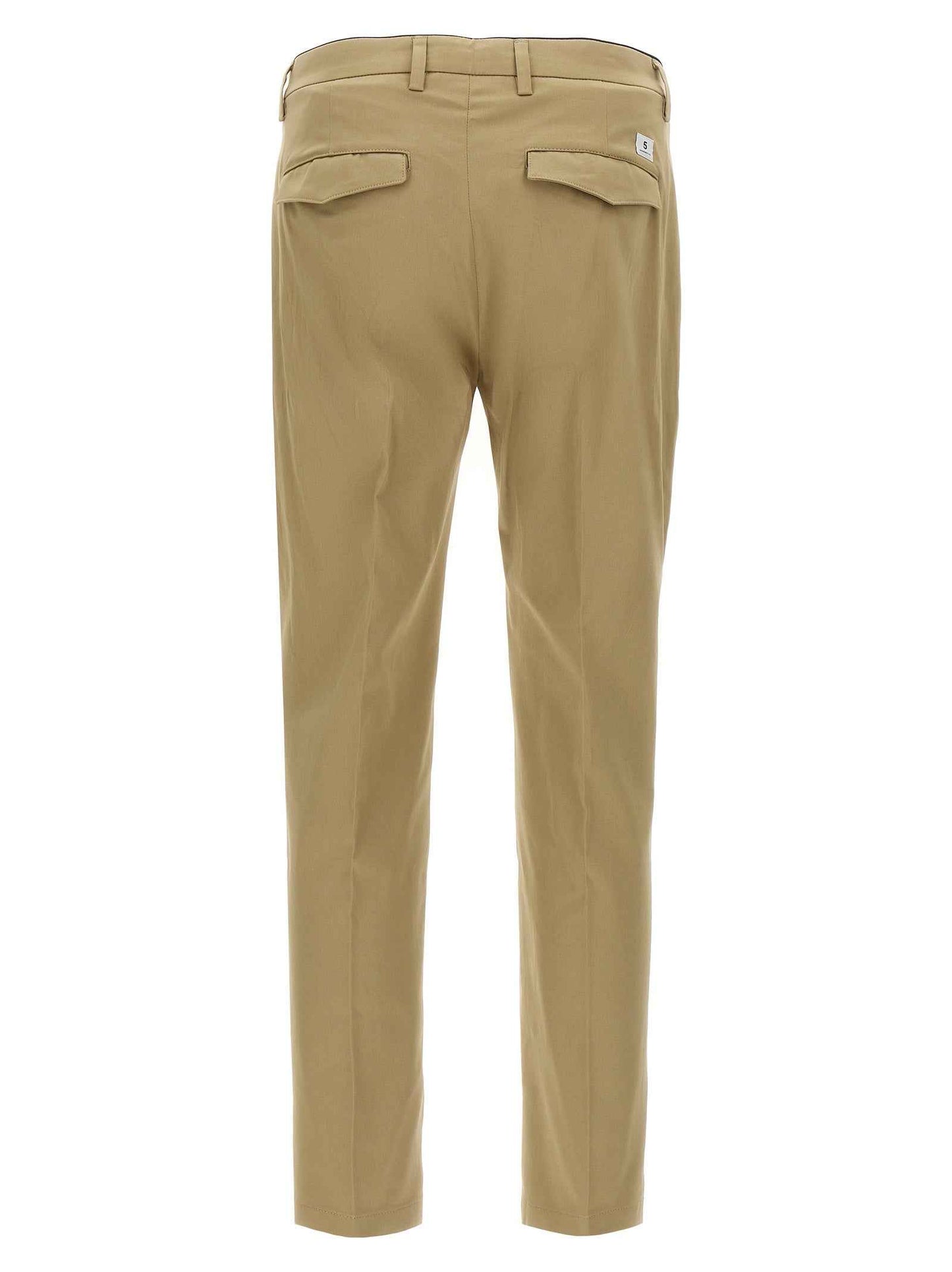 Beige Cotton Cropped Pants