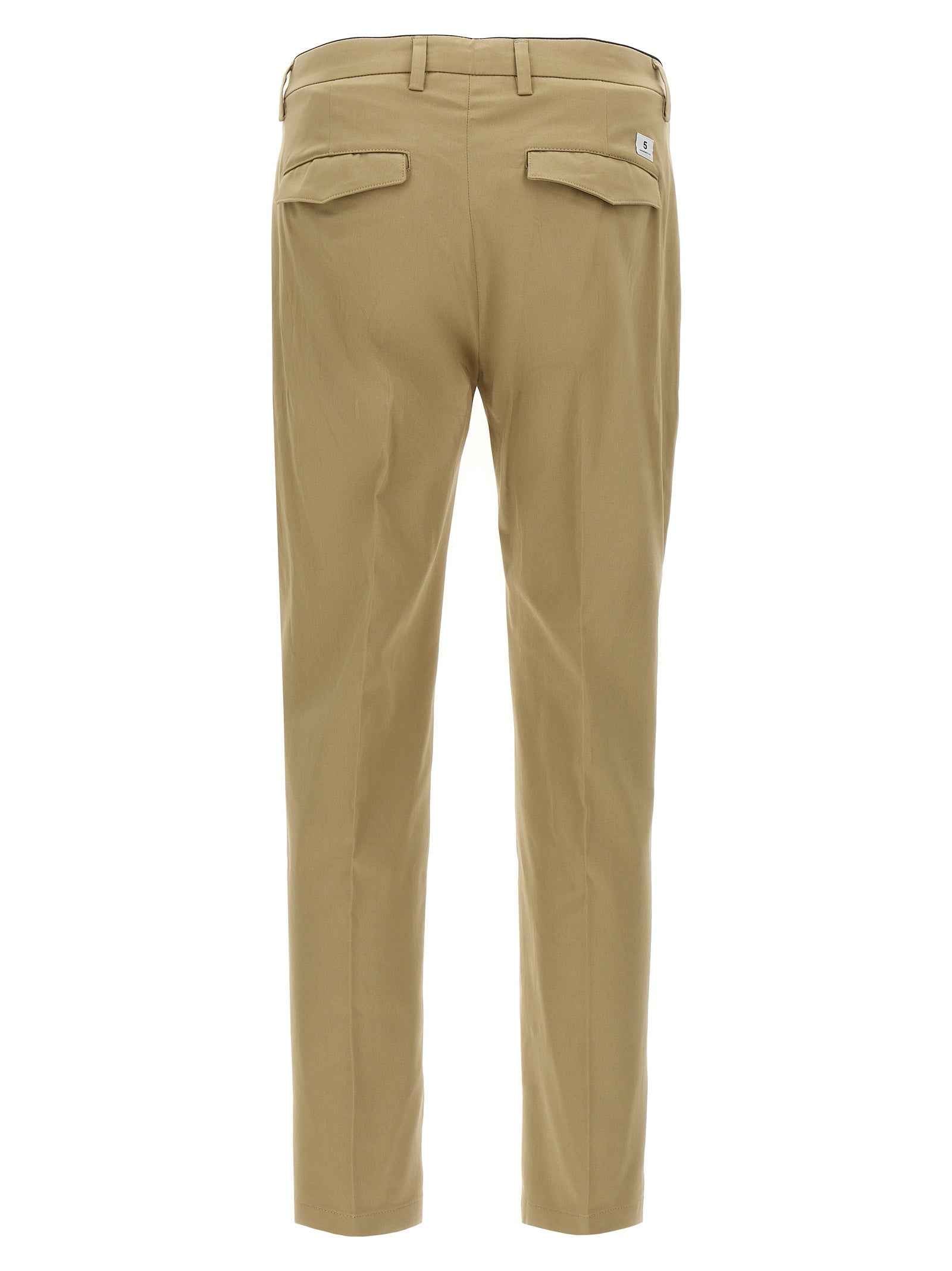 Beige Cotton Cropped Pants
