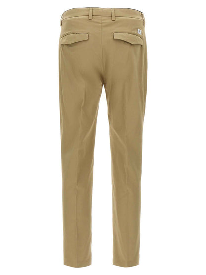 Beige Cotton Cropped Pants