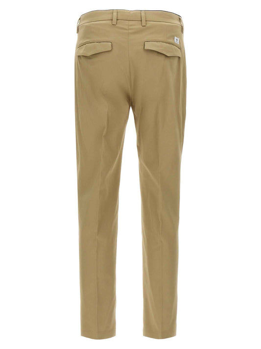 Beige Cotton Cropped Pants