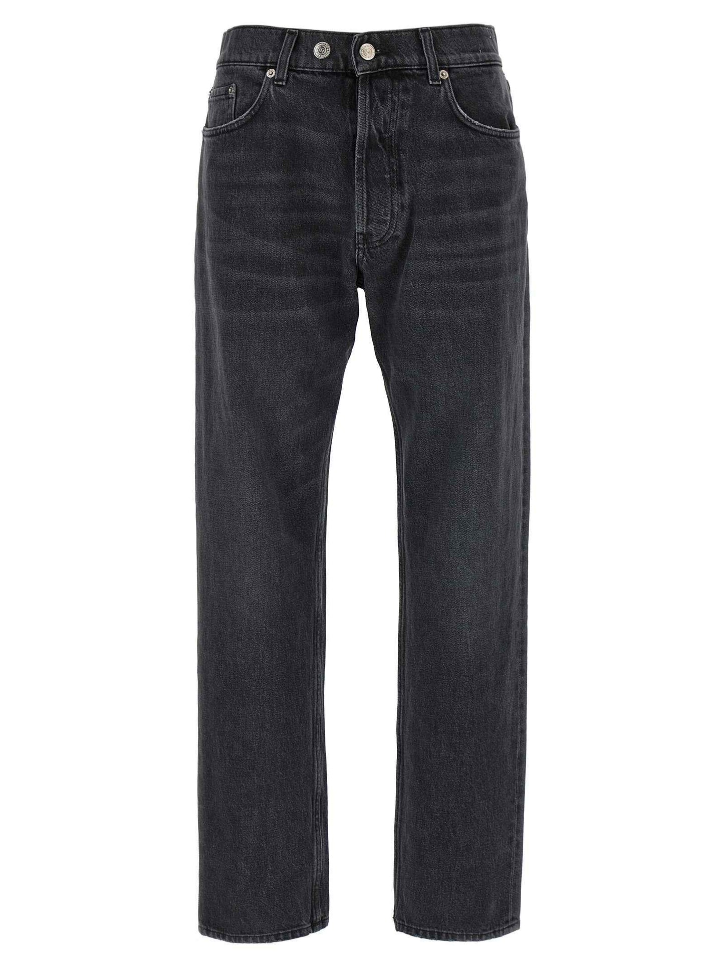 Black Cotton Straight-Leg Jeans