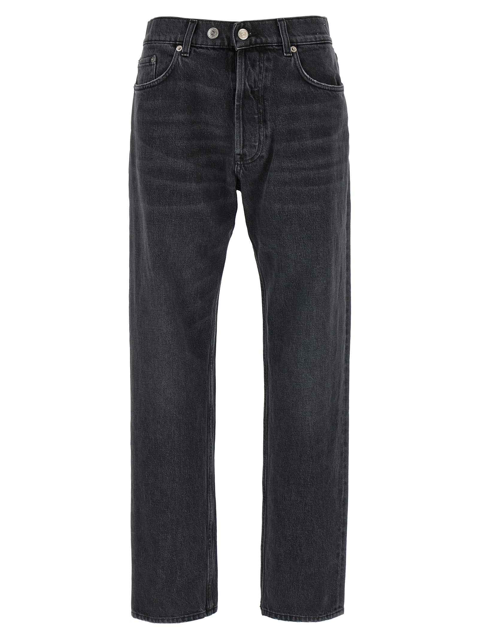 Black Cotton Straight-Leg Jeans
