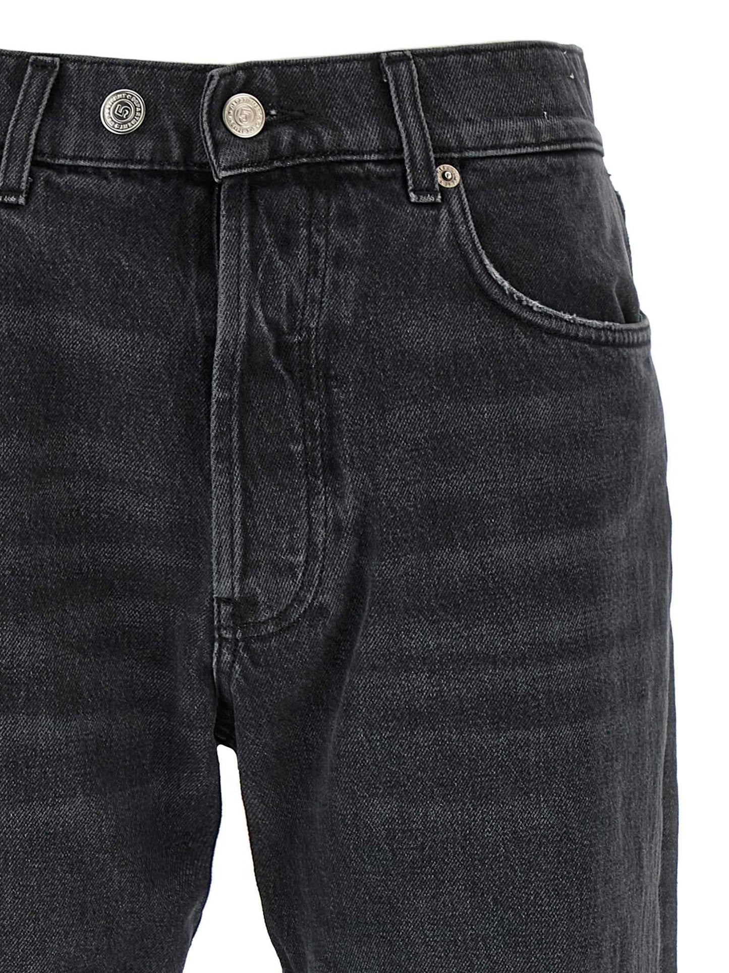 Black Cotton Straight-Leg Jeans