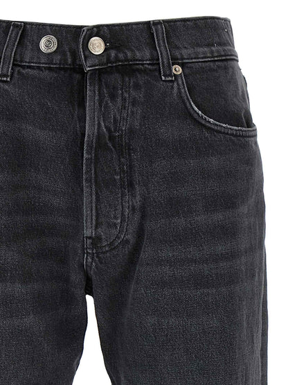 Black Cotton Straight-Leg Jeans