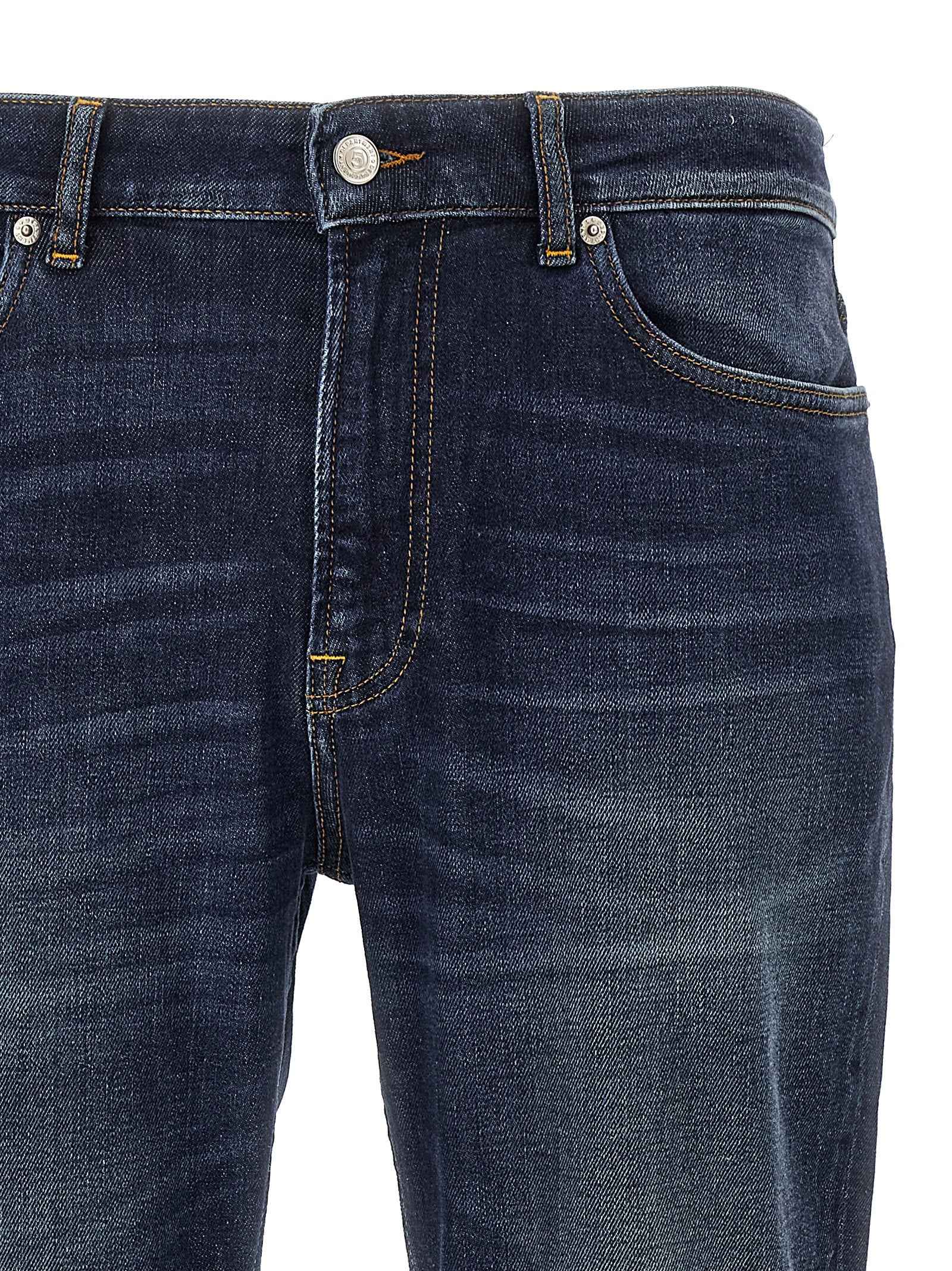Blue Cotton Straight-Leg Jeans