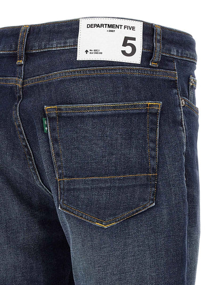 Blue Cotton Straight-Leg Jeans