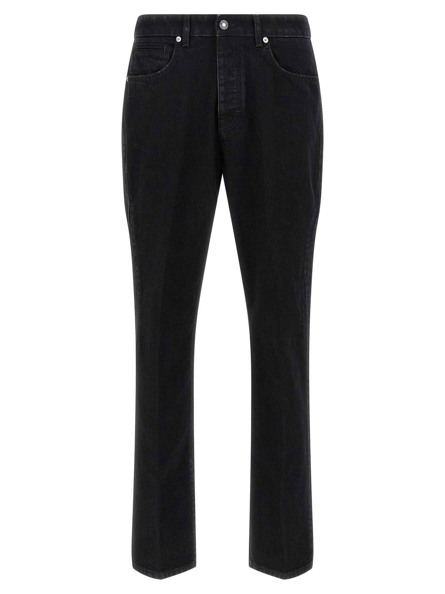 Black Cotton Straight-Leg Jeans