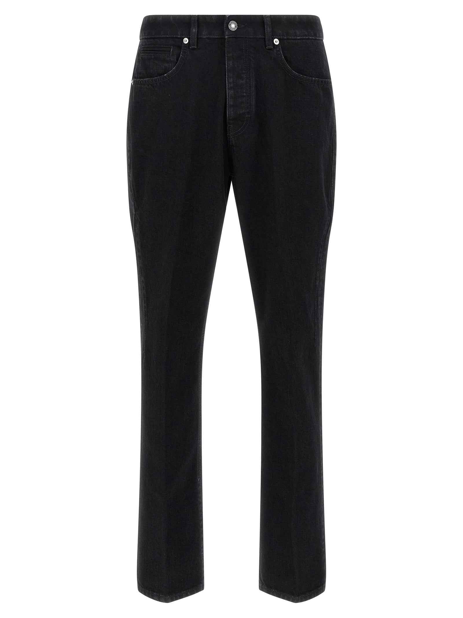 Black Cotton Straight-Leg Jeans
