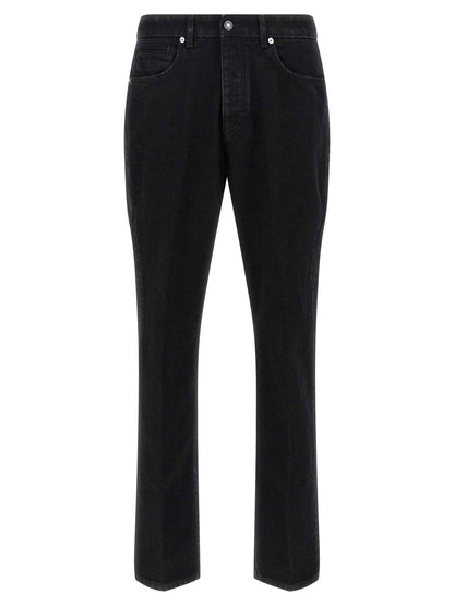 Black Cotton Straight-Leg Jeans
