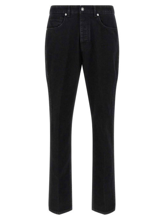 Black Cotton Straight-Leg Jeans