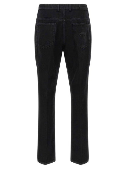 Black Cotton Straight-Leg Jeans