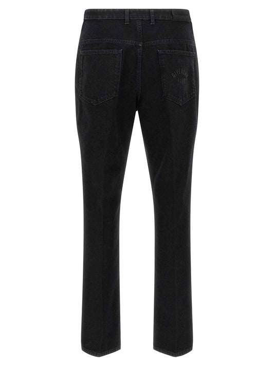 Black Cotton Straight-Leg Jeans