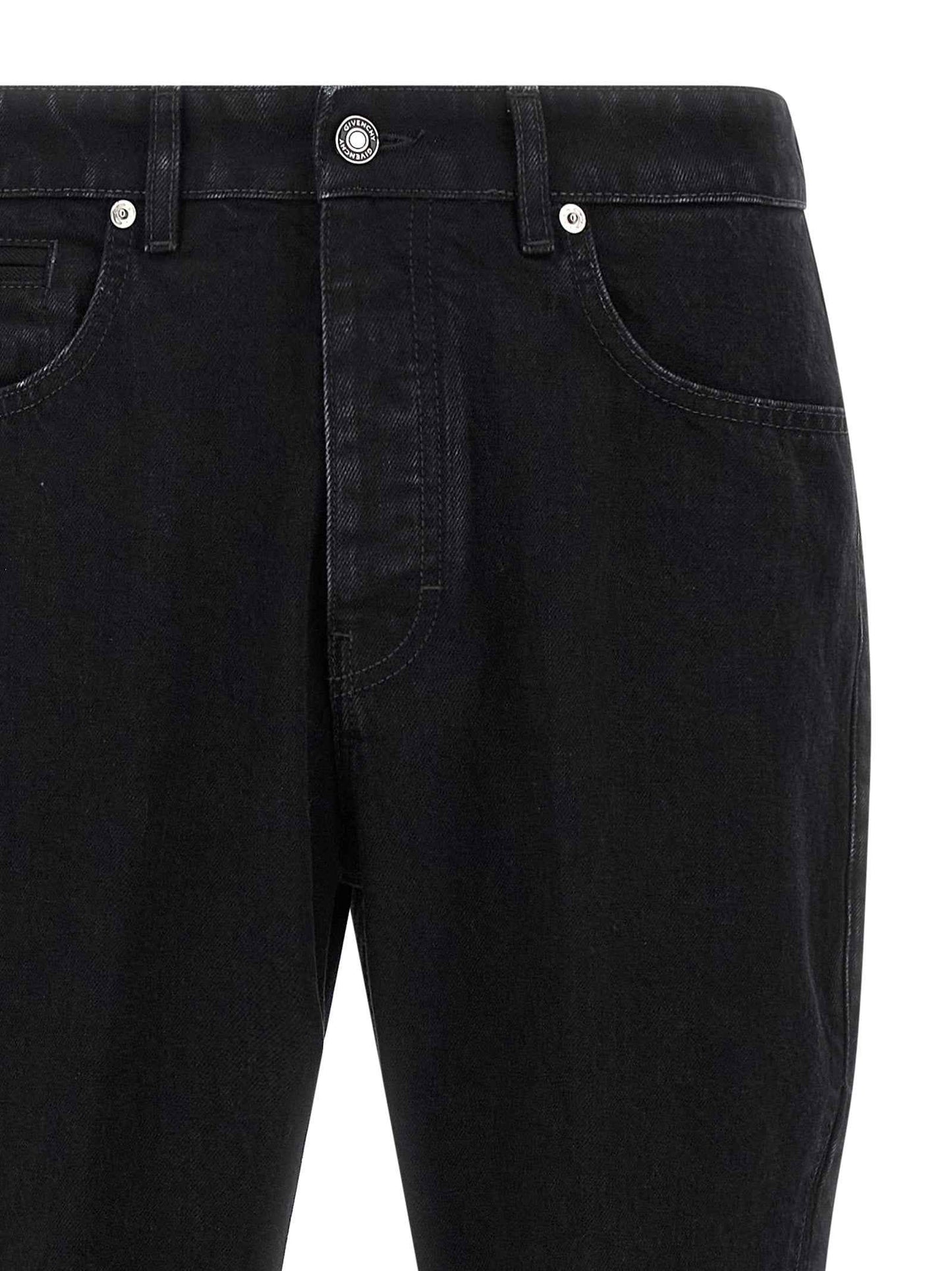 Black Cotton Straight-Leg Jeans