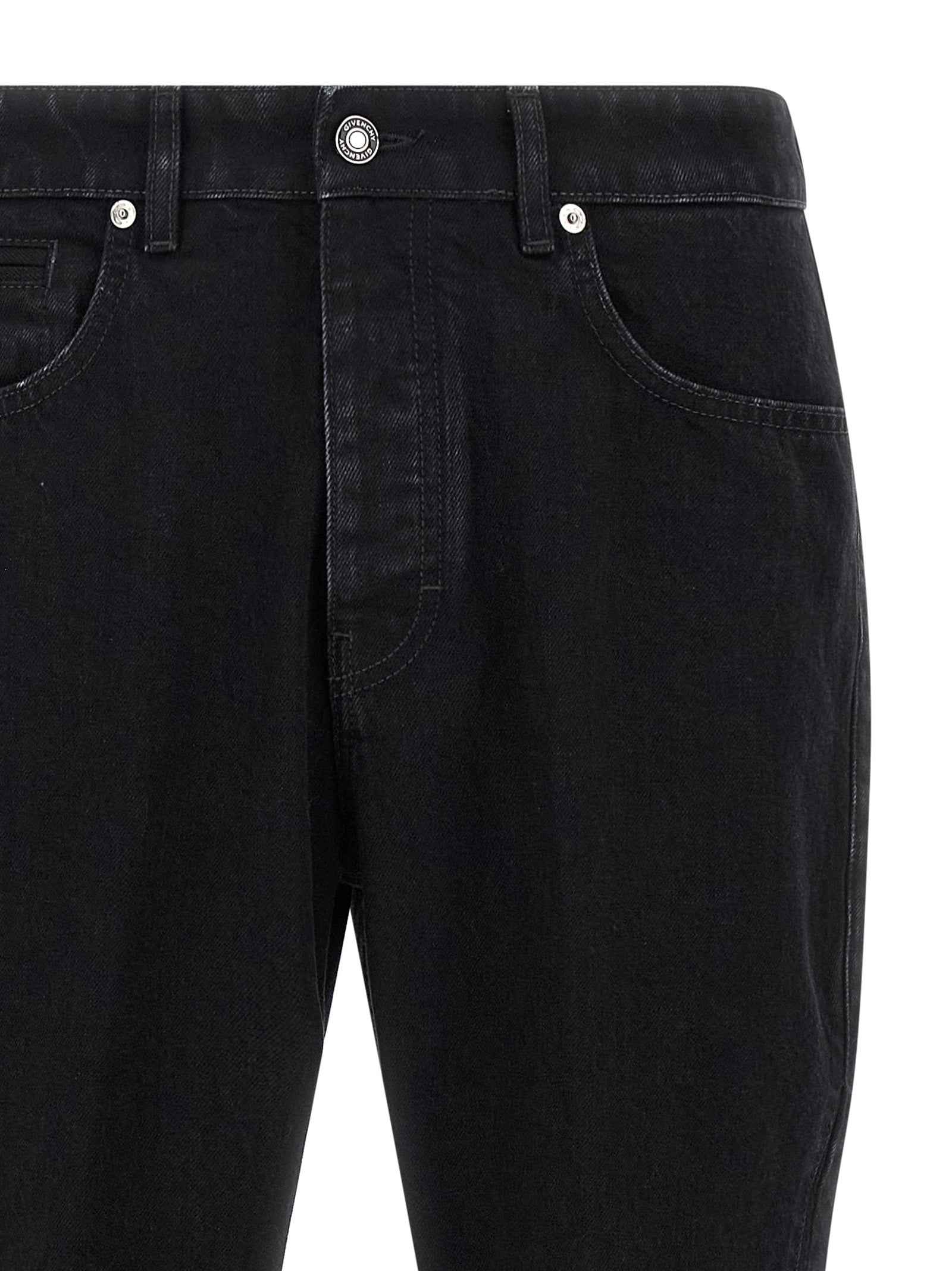 Black Cotton Straight-Leg Jeans
