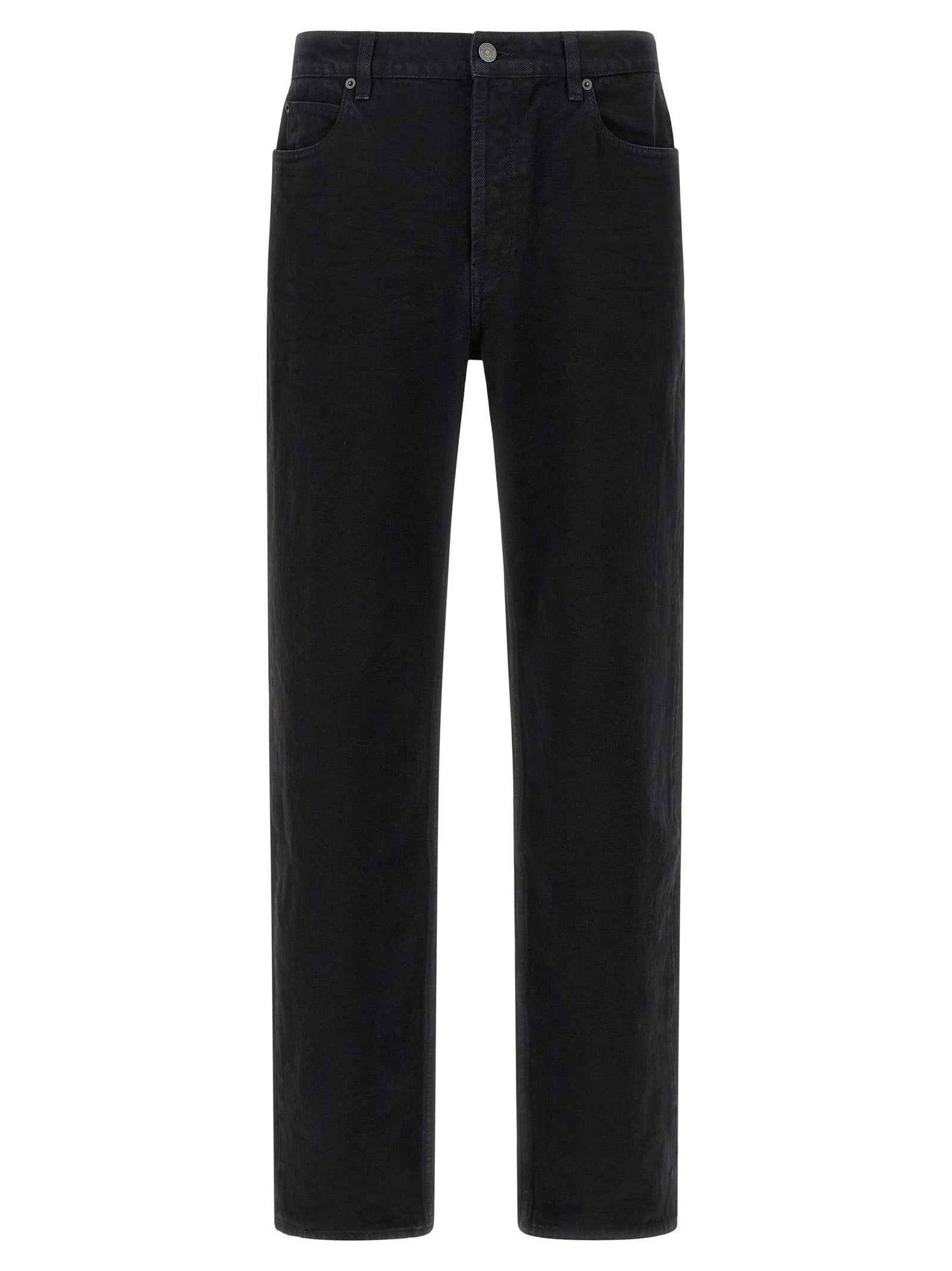 Black Cotton Straight-Leg Jeans