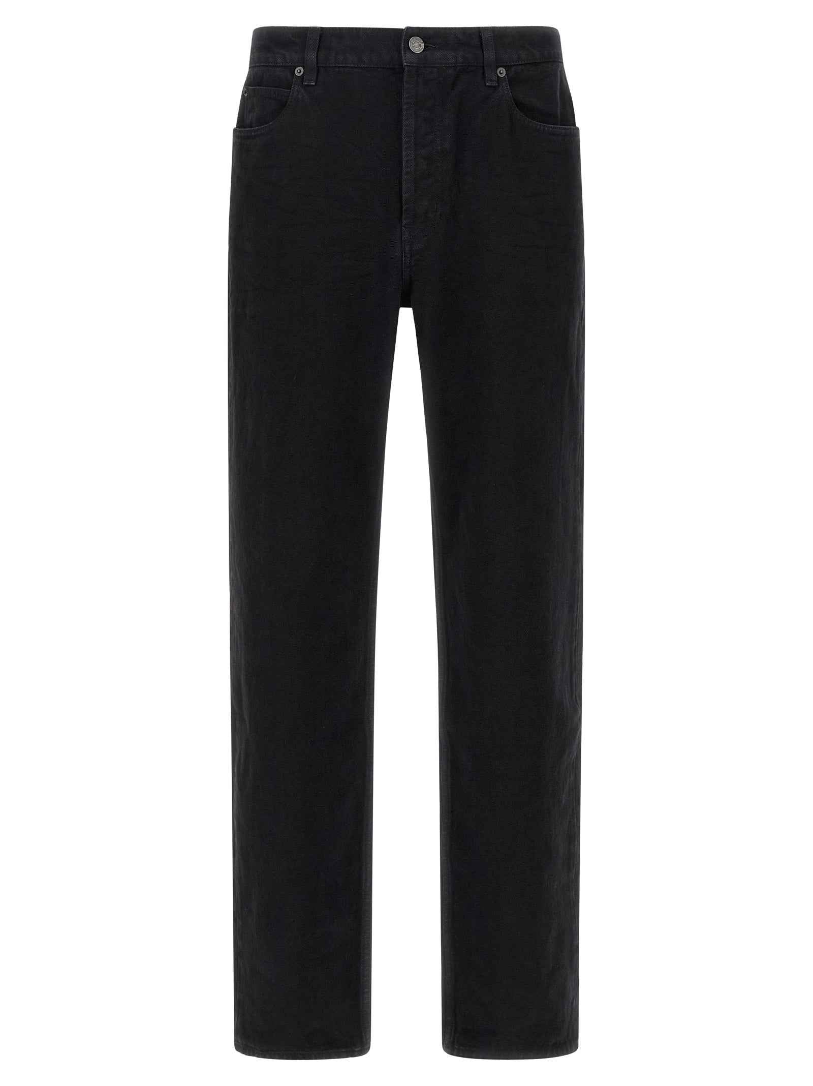 Black Cotton Straight-Leg Jeans