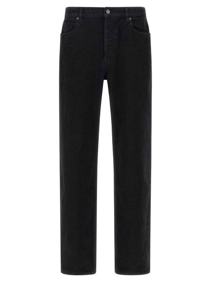 Black Cotton Straight-Leg Jeans