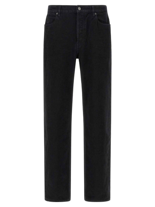 Black Cotton Straight-Leg Jeans