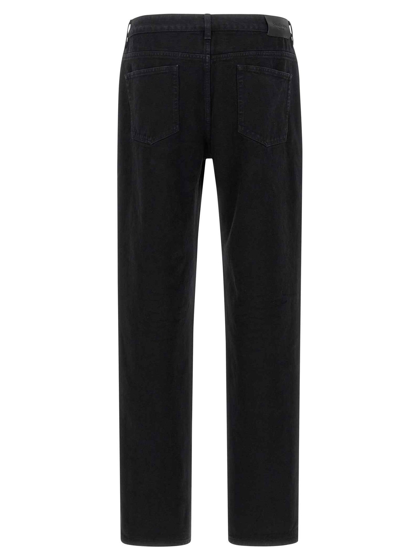 Black Cotton Straight-Leg Jeans