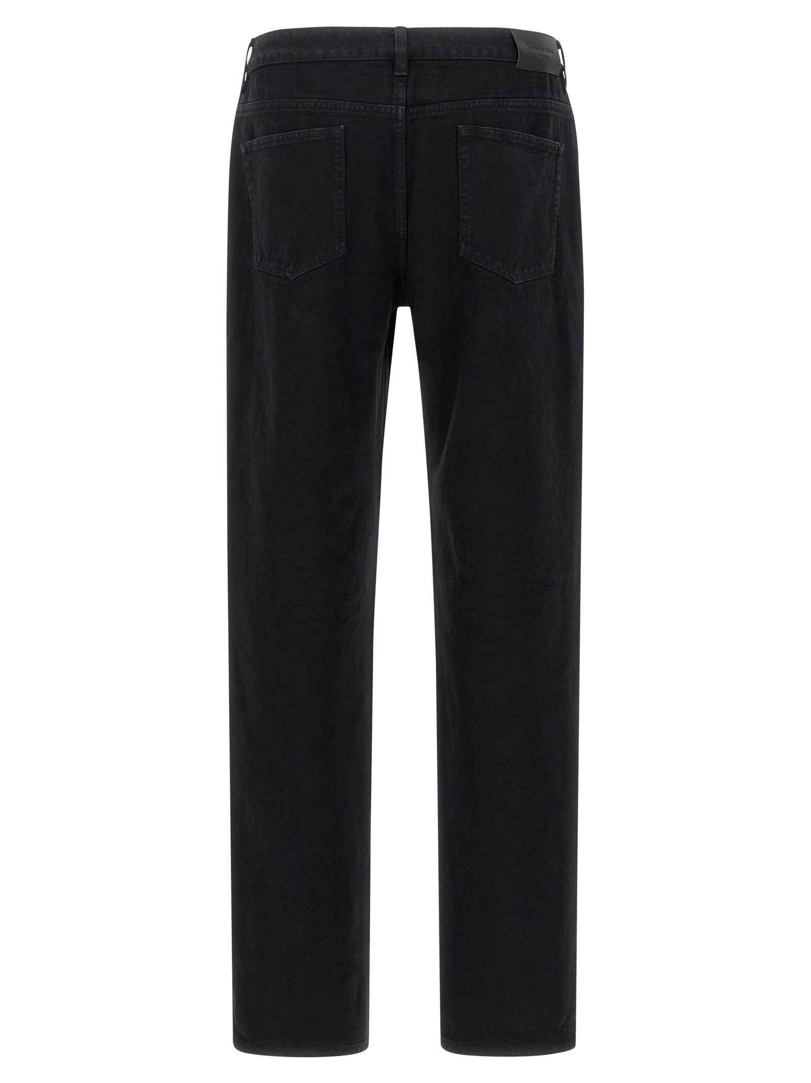 Black Cotton Straight-Leg Jeans