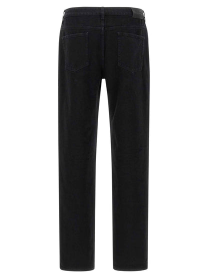Black Cotton Straight-Leg Jeans