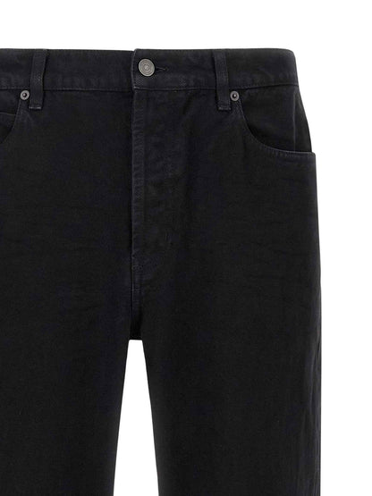 Black Cotton Straight-Leg Jeans