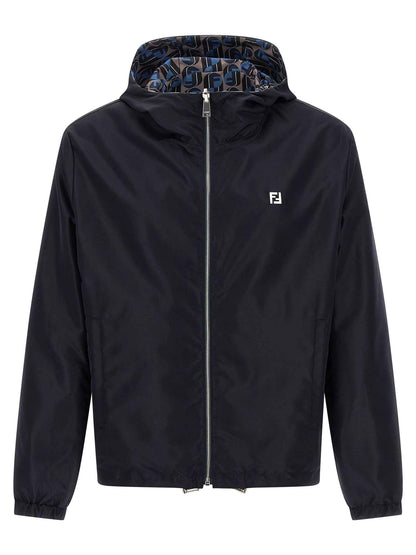 Blue Polyester Shell Jacket