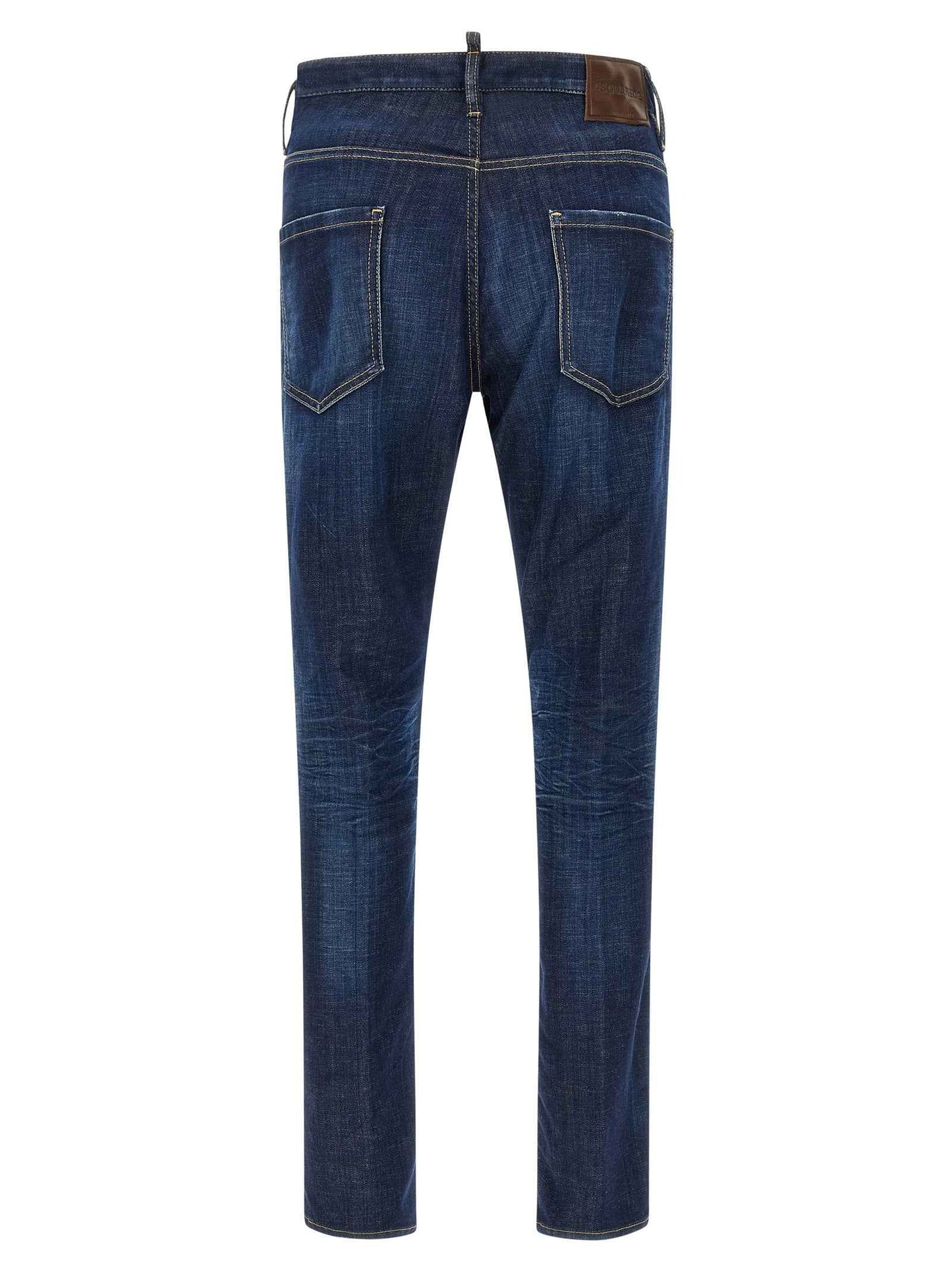 Blue Cotton Straight-Leg Jeans