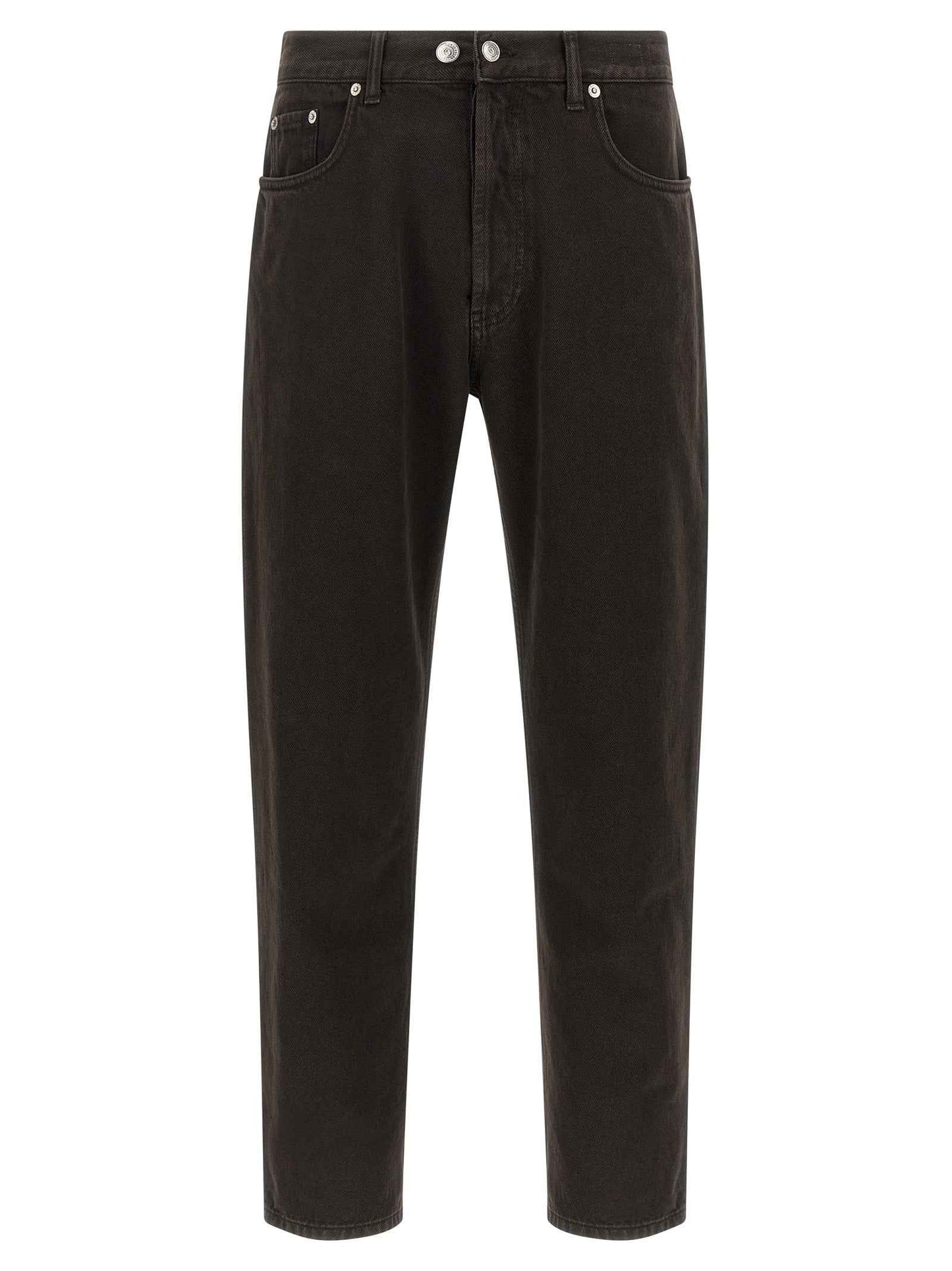 Black Cotton Tapered Jeans