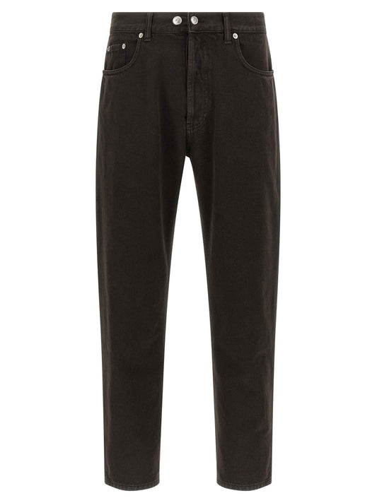 Black Cotton Tapered Jeans