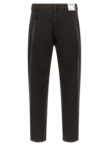 Black Cotton Tapered Jeans