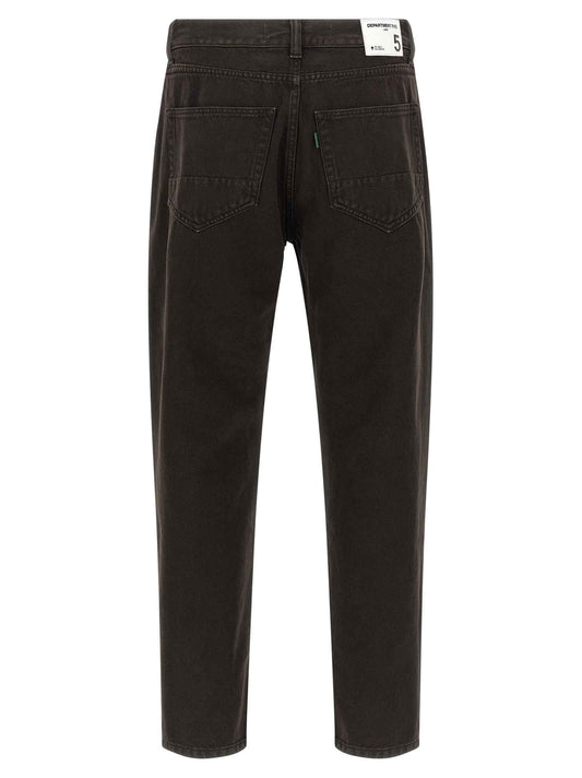 Black Cotton Tapered Jeans