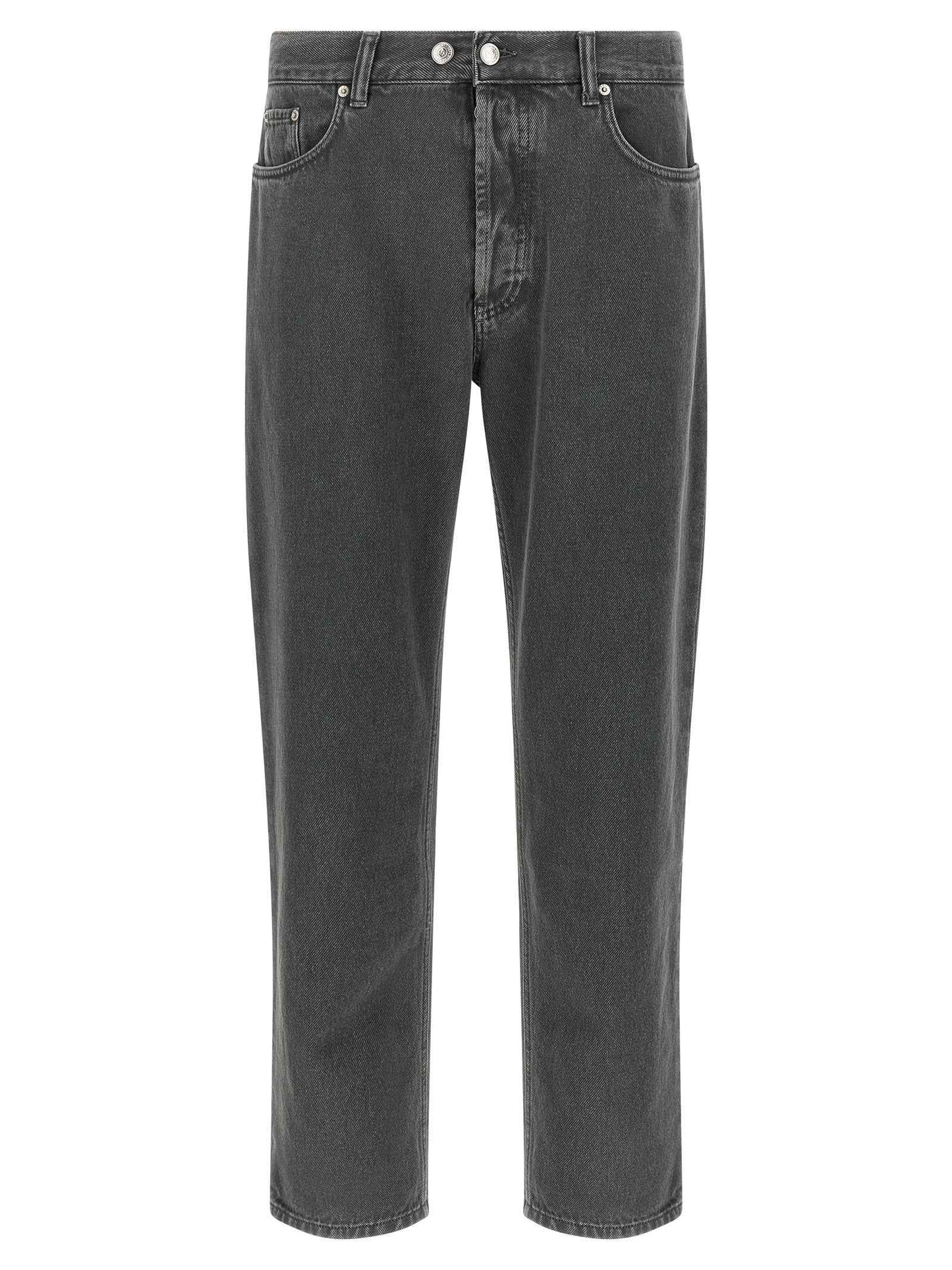 Gray Cotton Cropped Jeans