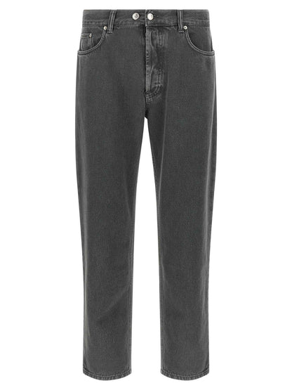 Gray Cotton Cropped Jeans