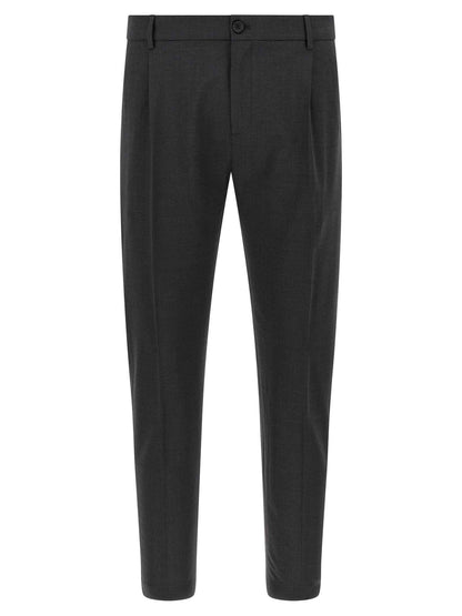 Gray Virgin Wool Cropped Pants