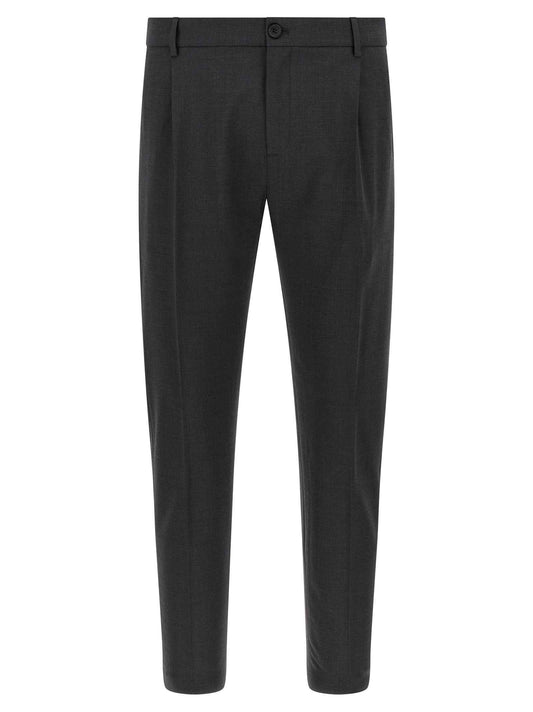 Gray Virgin Wool Cropped Pants