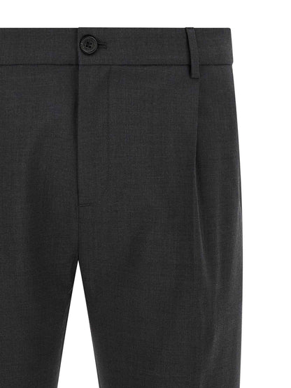 Gray Virgin Wool Cropped Pants
