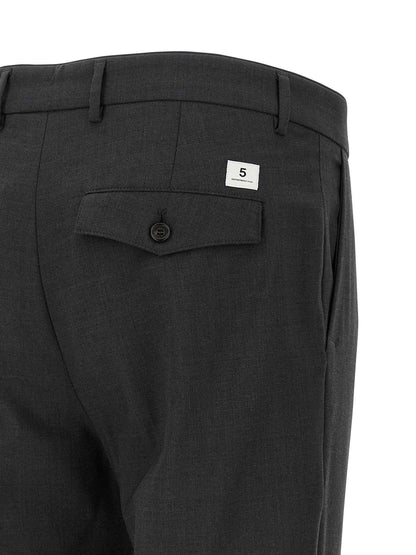 Gray Virgin Wool Cropped Pants