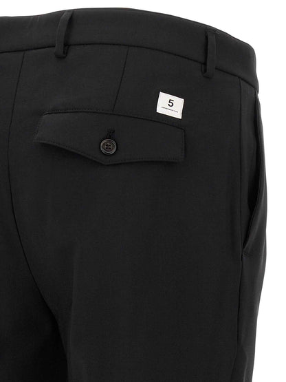 Black Virgin Wool Cropped Pants