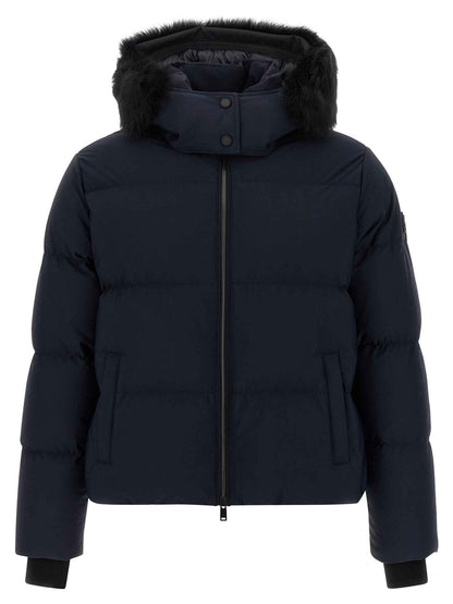 Blue Nylon Full-Length Jacket