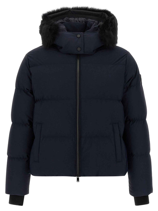 Blue Nylon Full-Length Jacket