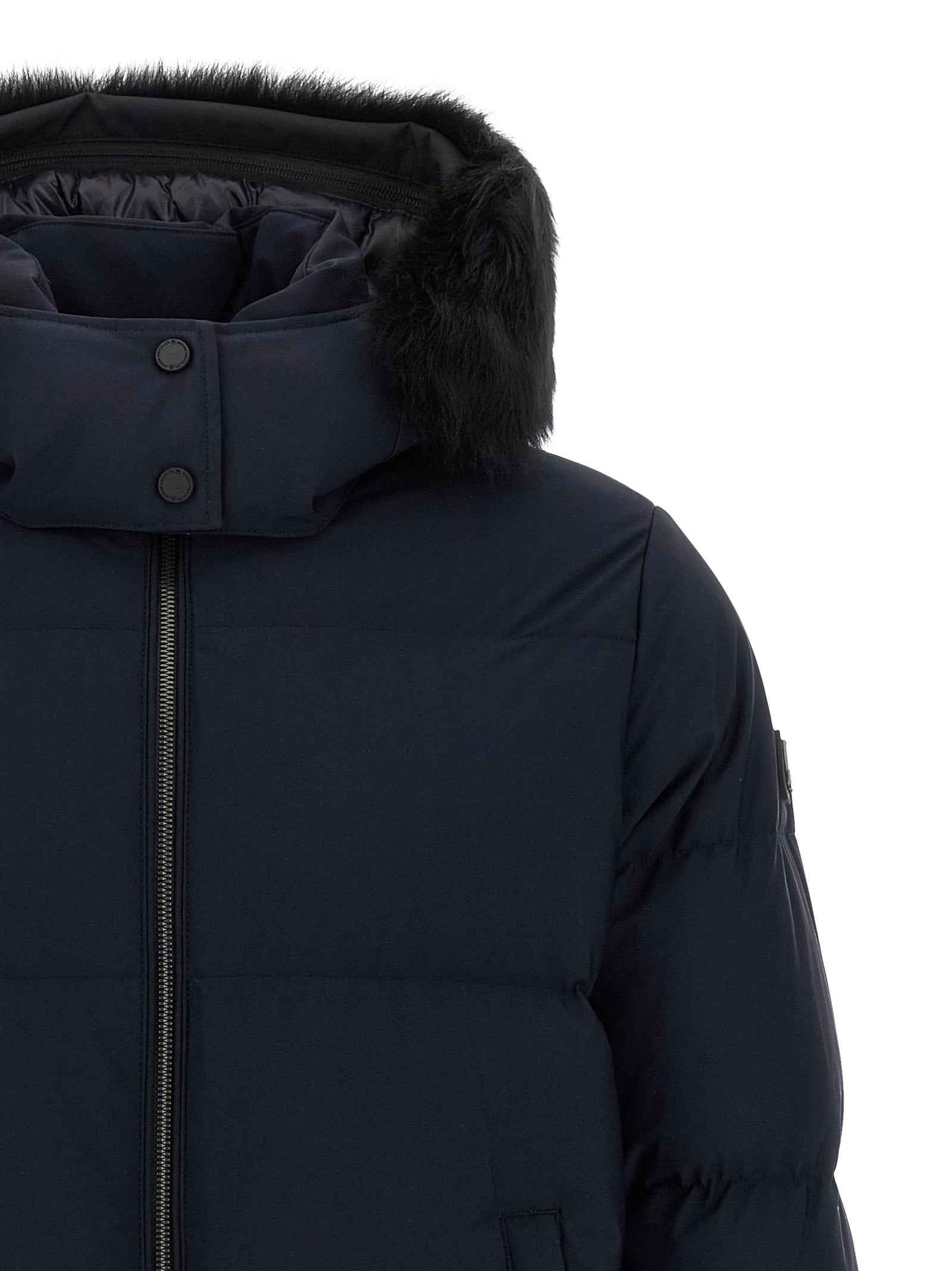 Blue Nylon Full-Length Jacket