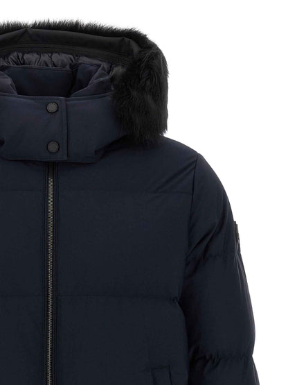 Blue Nylon Full-Length Jacket