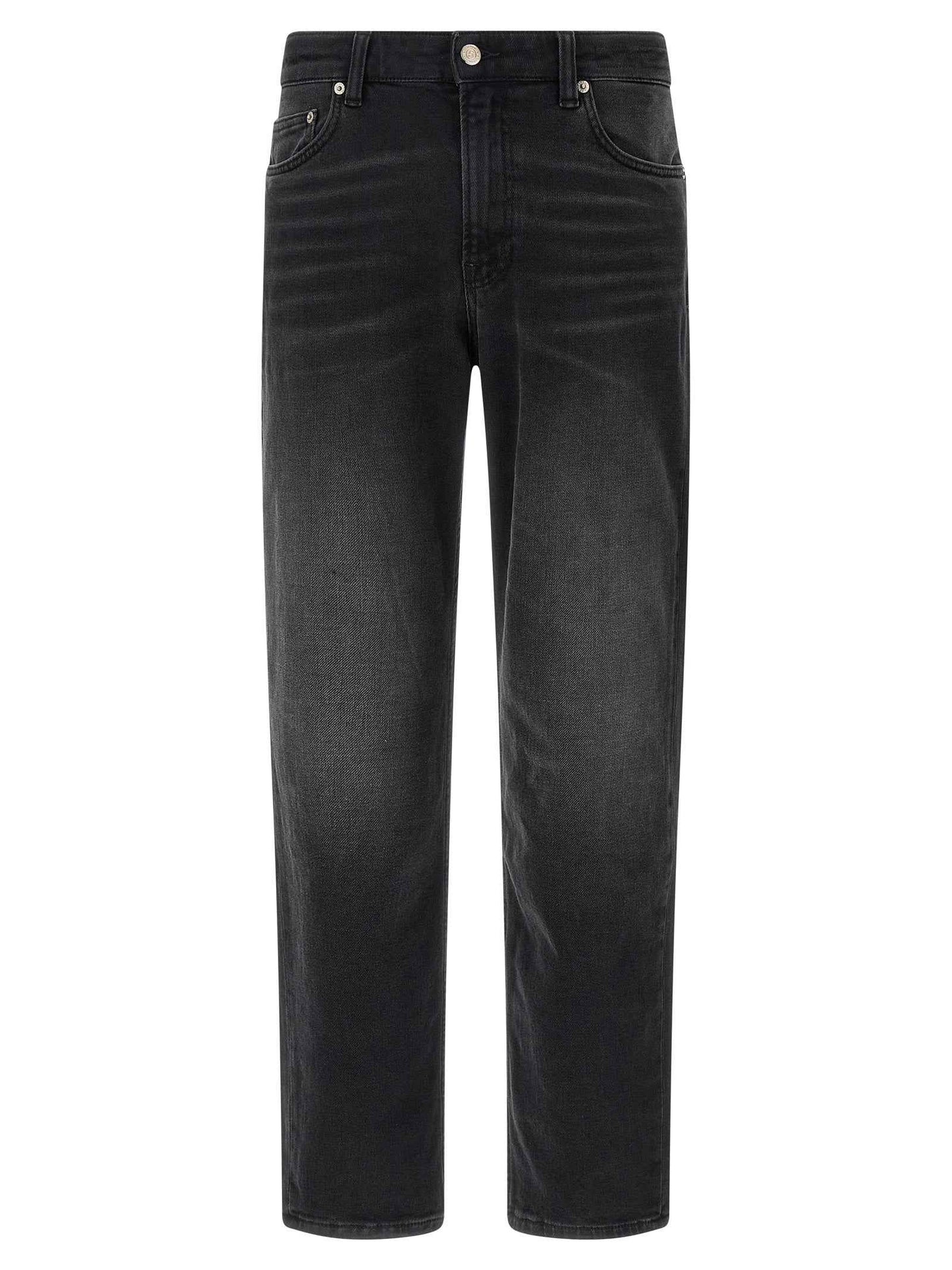 Black Cotton Straight-Leg Jeans