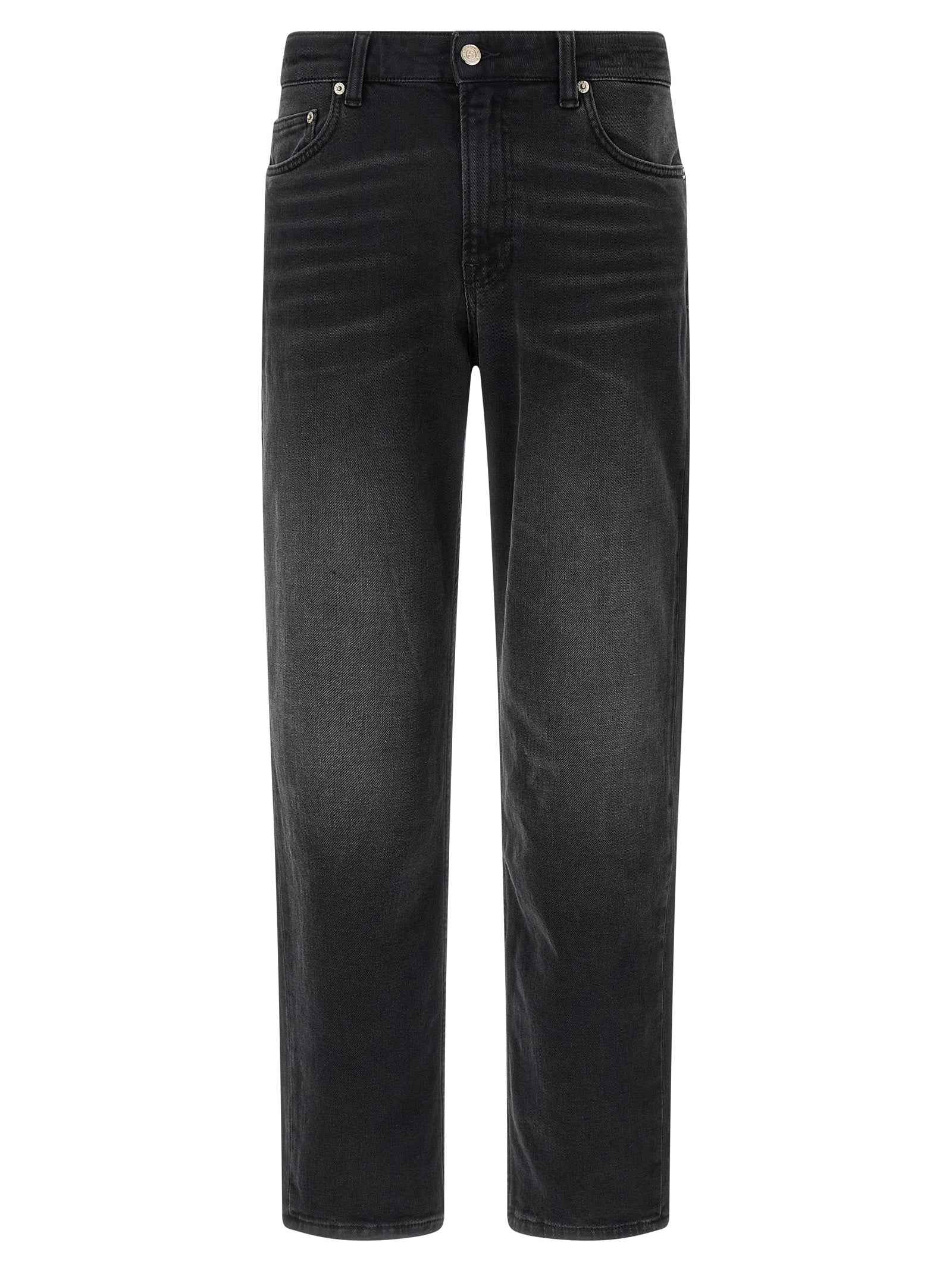 Black Cotton Straight-Leg Jeans