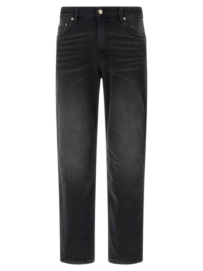 Black Cotton Straight-Leg Jeans