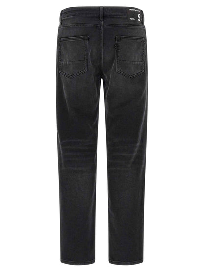 Black Cotton Straight-Leg Jeans